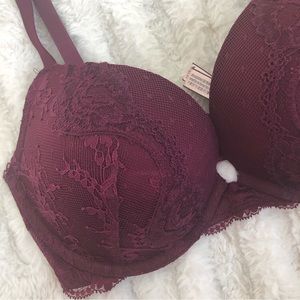 Victoria’s Secret Maroon Lace Push Up Bra